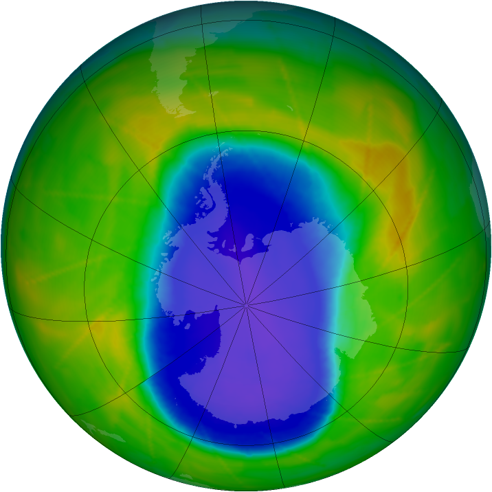 Antarctic ozone map for 03 November 2009